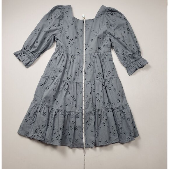 Madewell Eyelet Lizzie Babydoll Dress in Blue Horizon Women's Size 0 [NE734] NWT - Picture 5 of 16